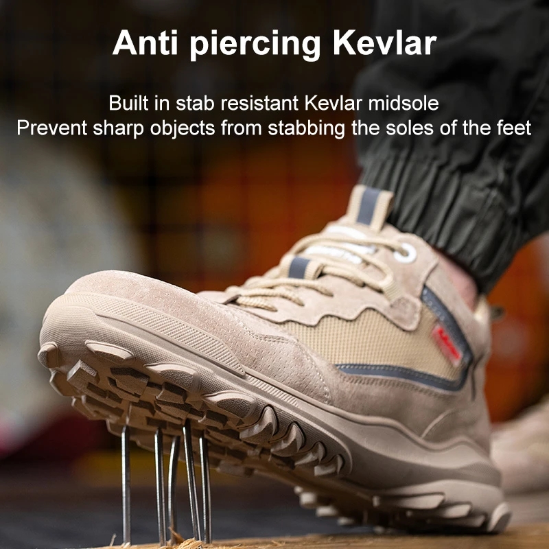 Flying woven labor protection shoes Men's anti-smashing, anti-piercing, breathable work shoes Steel Baotou high-top safety shoes