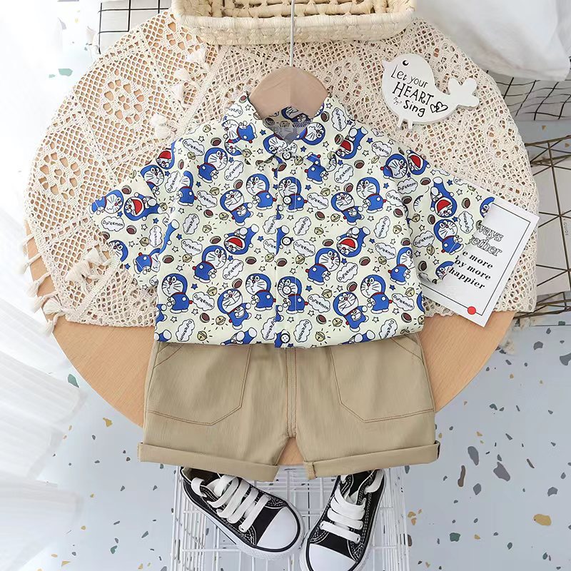 Summer New Boys' Matching Set Popular Cartoon Animal Short Sleeve Shorts Two Piece Set by Manufacturers