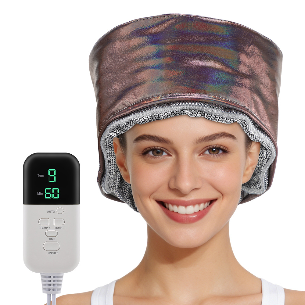 9 Temp 5 Timer PU Leather Hair Steamer Cap Waterproof Thermal Heat Cap for Home Hair Care Styling Tools Hair Care Spa Hat