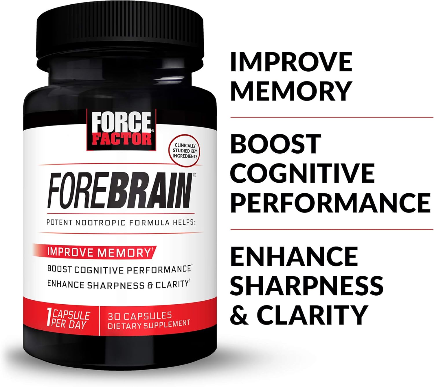 Force Factor Forebrain Nootropic Brain Supplement to Improve Memory, Boost Focus, Increase Mental Energy, and Support Brain Health with Caffeine, Baco