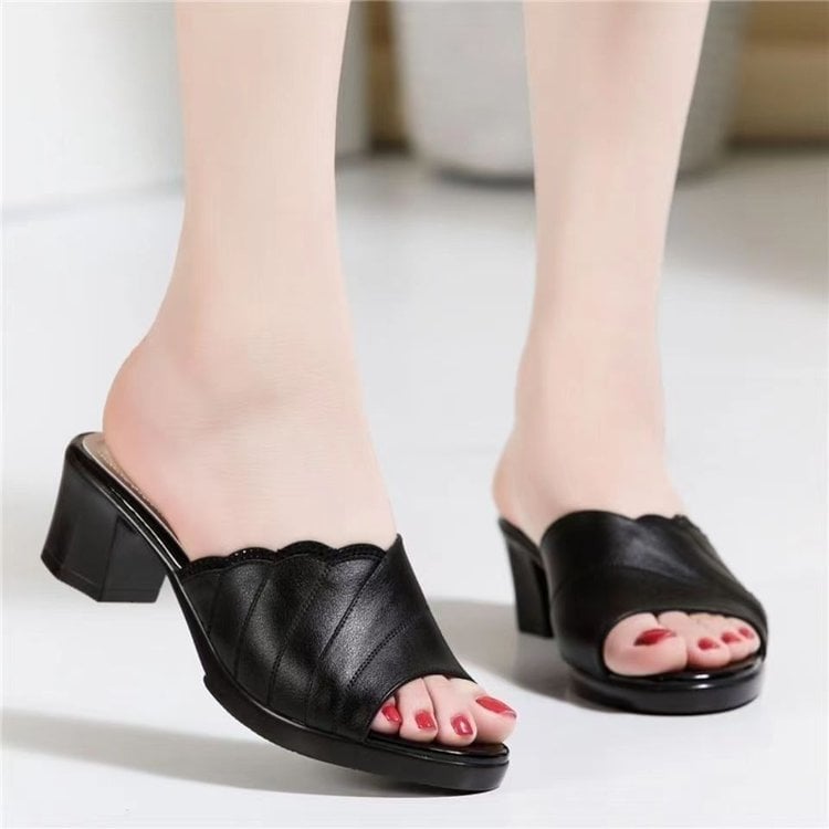 Women Summer Fashion Genuine Leather Casual Sandals Shoes Open Toe Comfort Soft Beach Slippers
