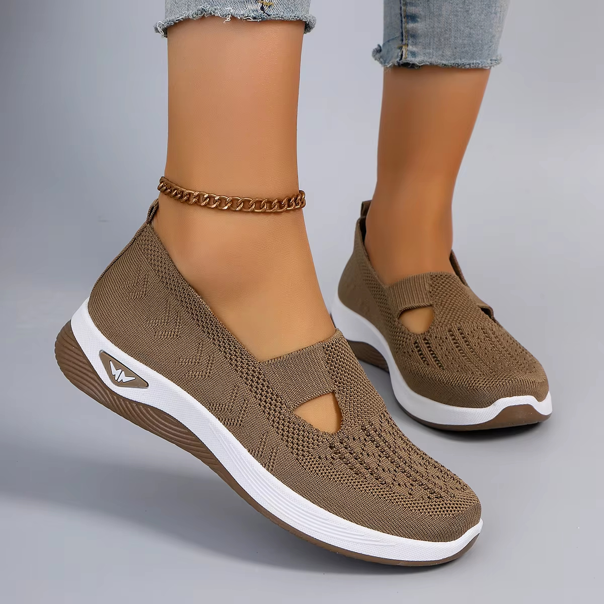 Spring new women's sports shoes, fashionable, breathable, lightweight, non-slip, wear-resistant, casual sports shoes, flat shoes