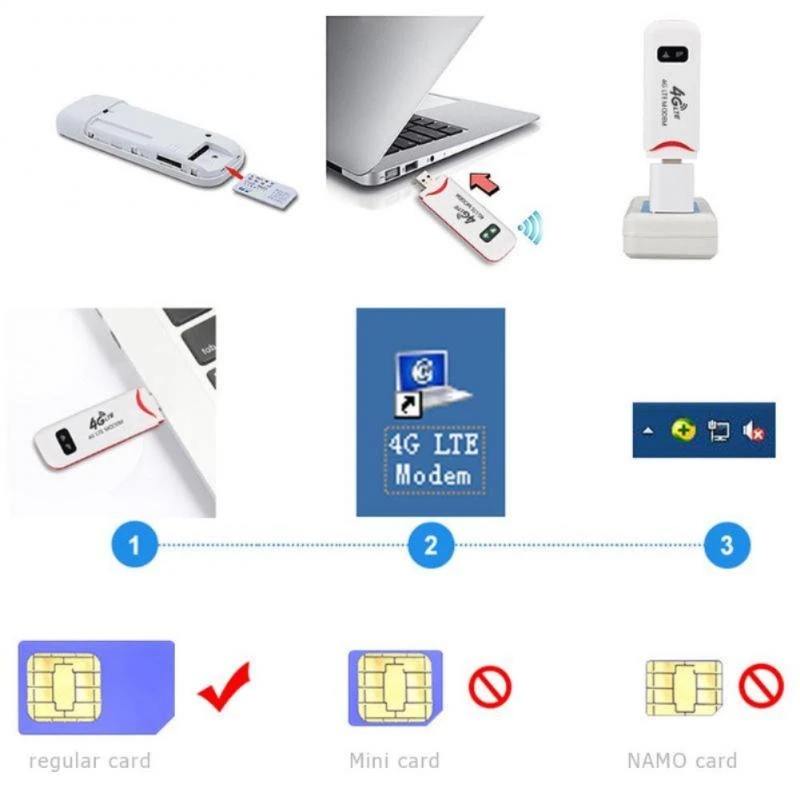 RYRA 4G LTE Wireless Router USB Dongle 150Mbps Modem Stick Mobile Broadband Sim Card Wireless Adapter 4G Card Router Home Office