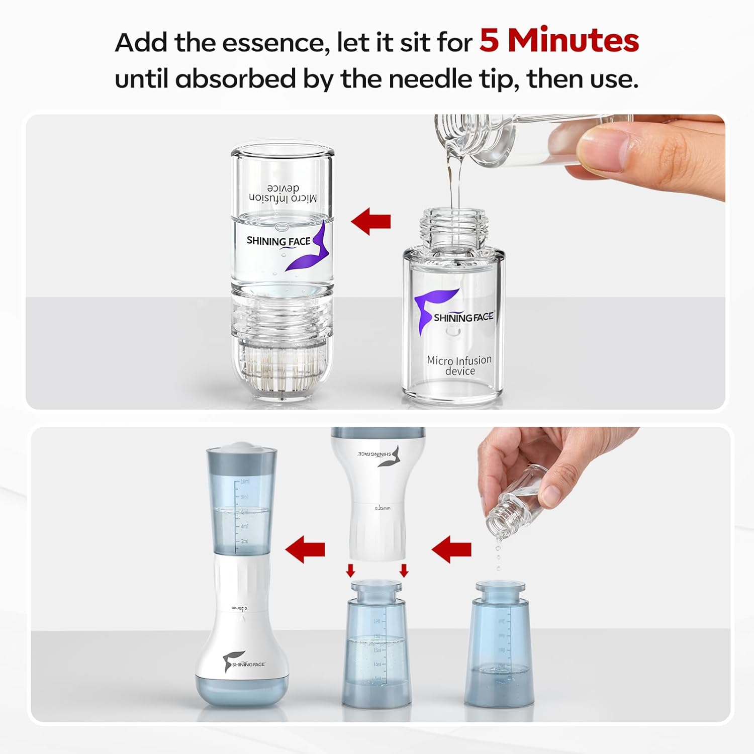Micro Infusion System for Face & Neck-Micro Infusion Kit to Leave Skin Firmer & Smoother-0.25mm Facial Stamp with Collagen & Hyaluronic Acid Serum for