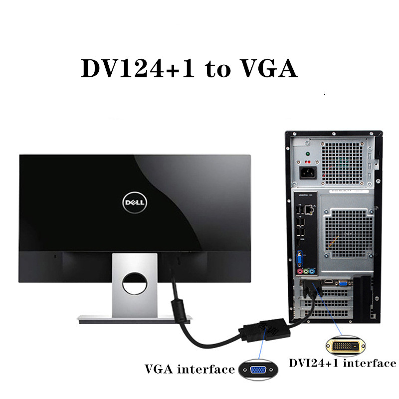 TISHRIC DVI-D DVI To VGA Adapter Video Cable Converter 24+1 25Pin DVI-D To VGA 15Pin Active 1080P For Projector TV PS3 PS4 PC
