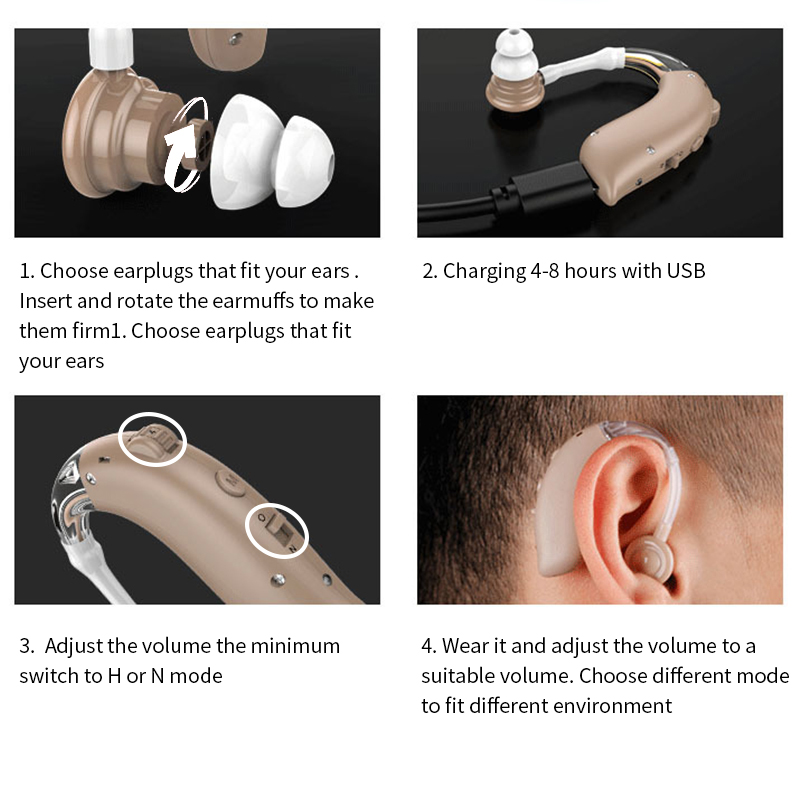 1PCS Not 1 Pair Digital BTE Hearing Aids Mini Rechargeable Hearing Aid Adjustable Tone Sound Amplifier Portable Deaf