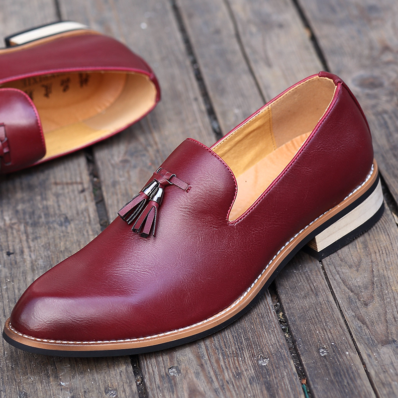 pointed Leather Brand Luxury Men Casual Driving Designer Brown Black Loafers Mens Moccasins Italian Wedding Dress Shoes tassel