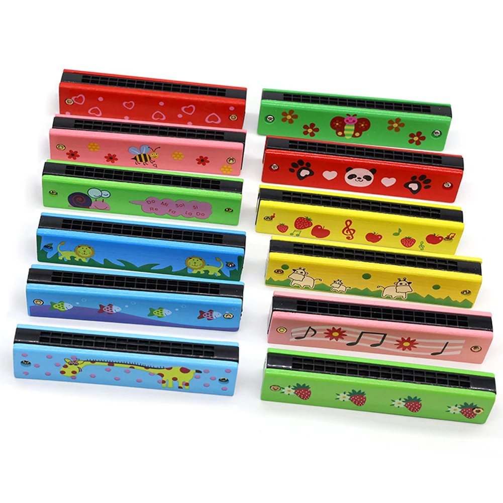 16 Holes Cute Harmonica Musical instrument Montessori Educational Toys Cartoon Kids Wind Instrument Children Gift