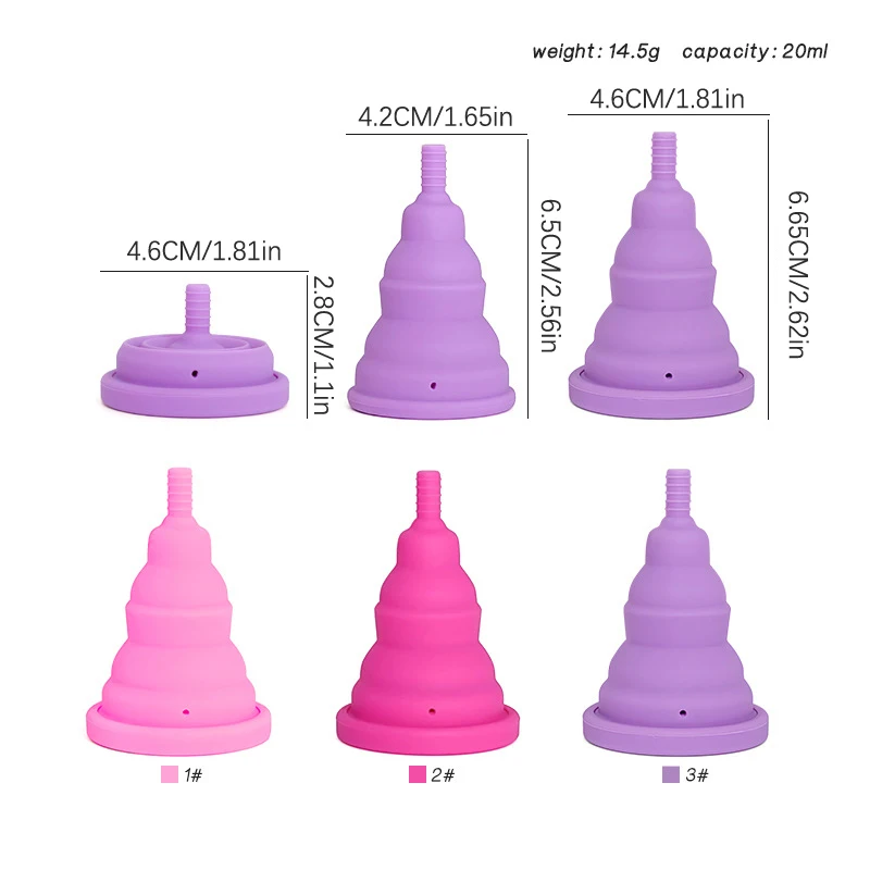 Foldable Retractable Silicone Menstrual Cup with Cover Women Menstrual Nursing Products