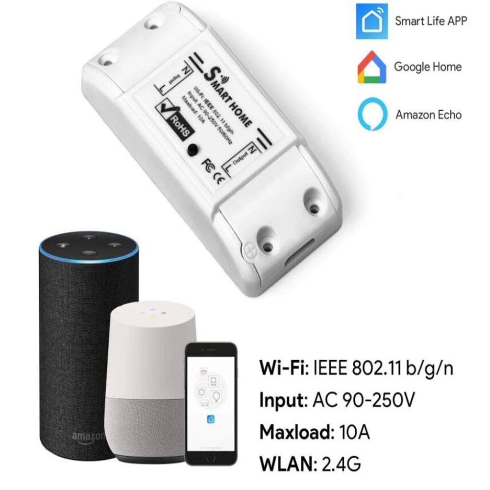 Tuya Wifi Smart Switch Smart Home Wireless Remote Control Timer DIY Switch Via Smart Life APP Work with Alexa Google Home