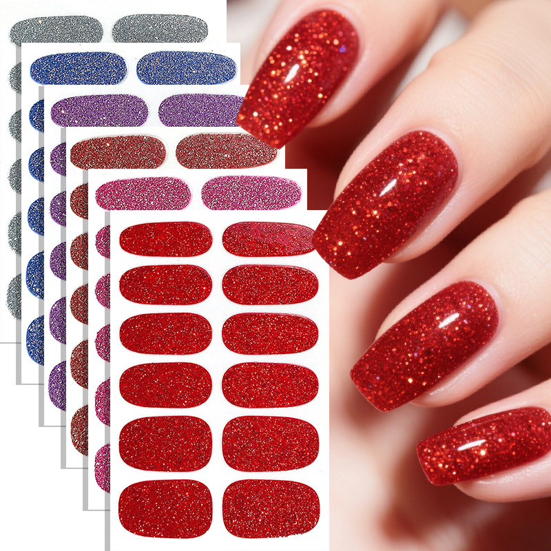 2pcs Nail Art Stickers, Self-Adhesive, Full Cover, Finished Nail Stickers, Decoration, Waterproof Nail