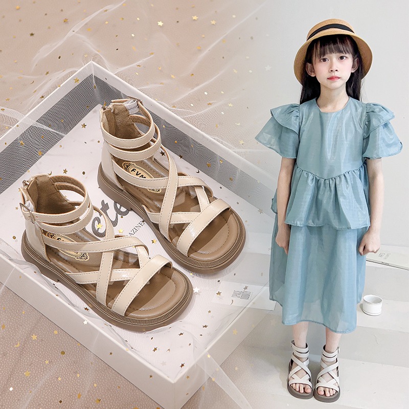 Girls' Shoes Summer Baby Girls' Middle Big Soft Sole Children's Roman Princess Sandals