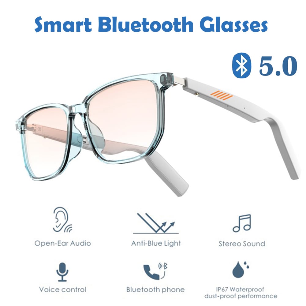 Smart Bluetooth Glasses Music Glasses IP67 Waterproof and Dustproof Voice Control Bluetooth 5.0 Blue Light Proof Glasses