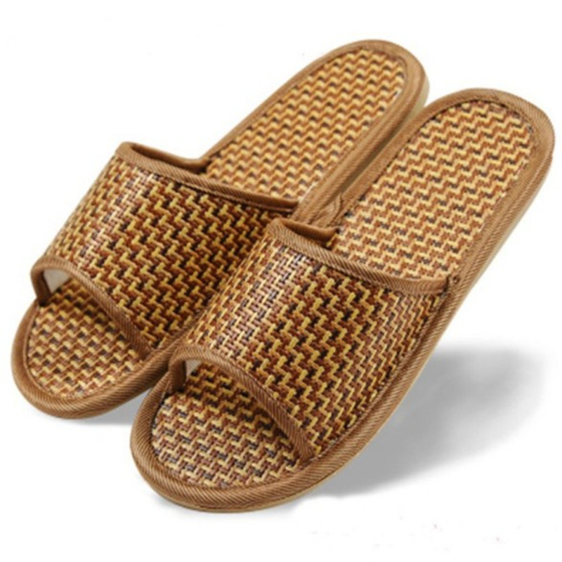 Linen slippers Hom indoor slippers wooden floor linen slip thick soled sandals and slippers summer home men and women XS023