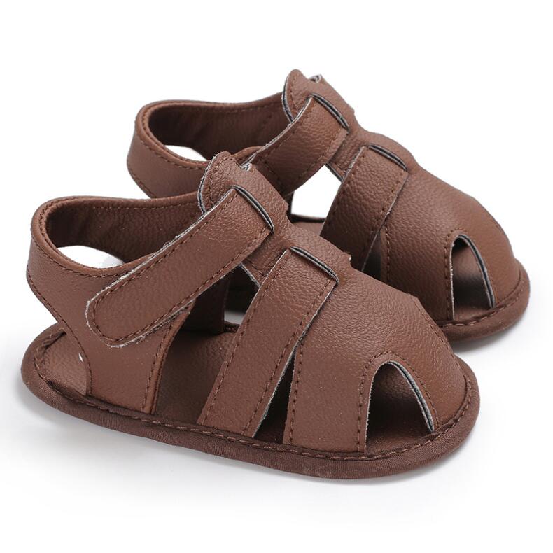 Minimalist Solid-Color Baby Boy Sandals – Soft Leather Upper, Flexible Sole & Wide Toe Box for Natural Foot Development