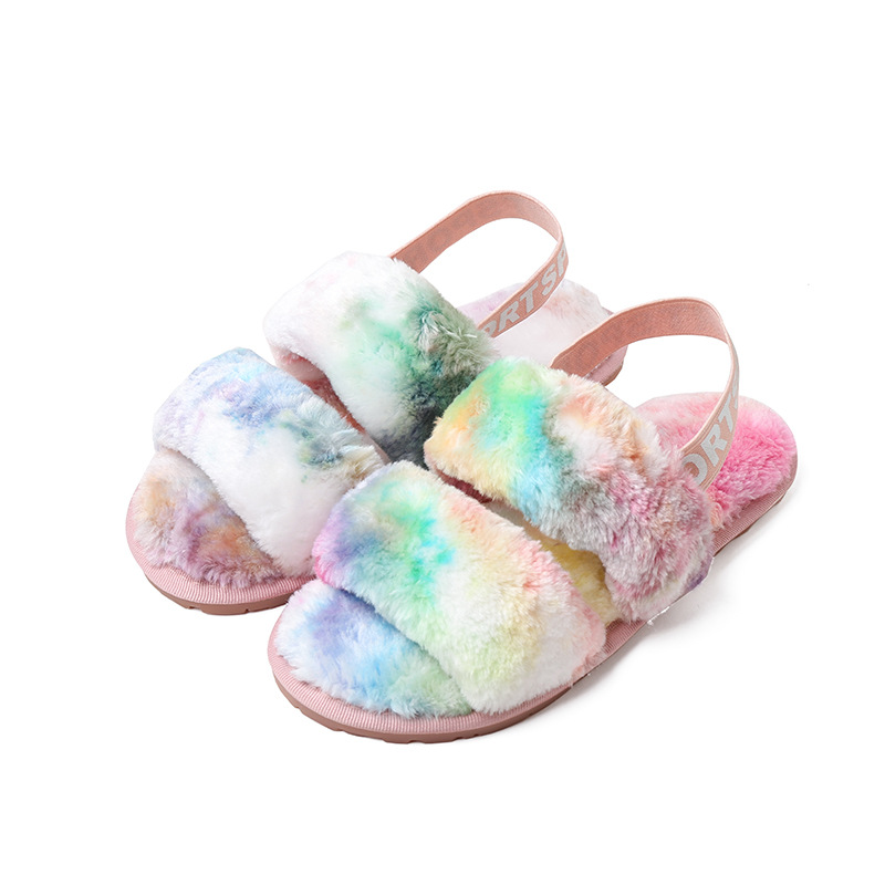 Women's oversized plush slippers, indoor floor mops with elastic bands, open toe warm cotton slippers