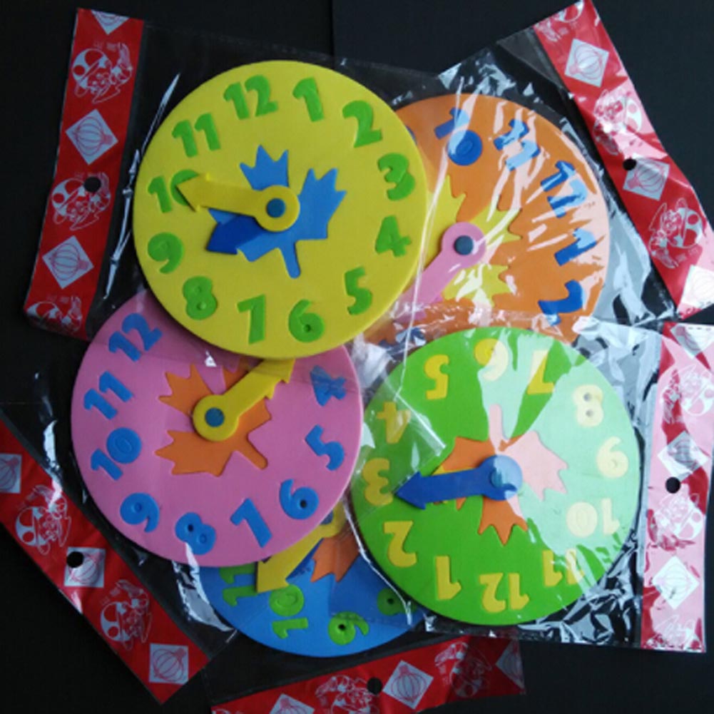 Color Random Kids DIY Eva Clock Puzzle Jigsaw Early Learning Educational Kindergarten Toys For Children 3-6 Years Old