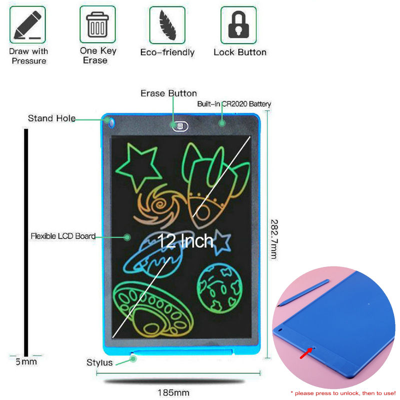 New 12 Inch LCD drawing Tablet Electronic Drawing Board Digital Colorful Handwriting Pad Graphic tablet board for Kids and Adult