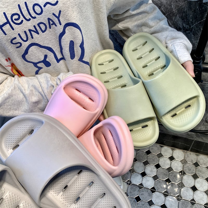 Bathroom Shower Slippers Hollow Out Women Men Slides Summer EVA Shoes Soft Anti-Slip Flip Flops Indoor Outdoor Sandals Couple