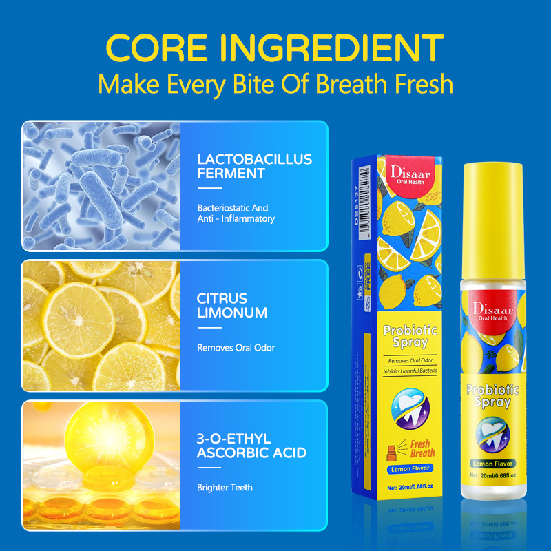 20ML Breath Freshener Spray Lemon Grape Mint Flavor Artifact Female Male Portable Breath Kissing Mouth Spray Cleaning Spray