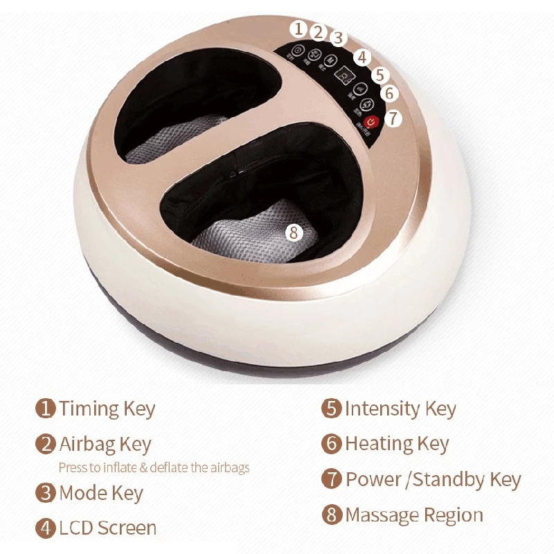 Electric Foot Massager Healthcare Deep Vibration Massage Heated Rolling Shiatsu Kneading Air Compression Heating Therapy massage