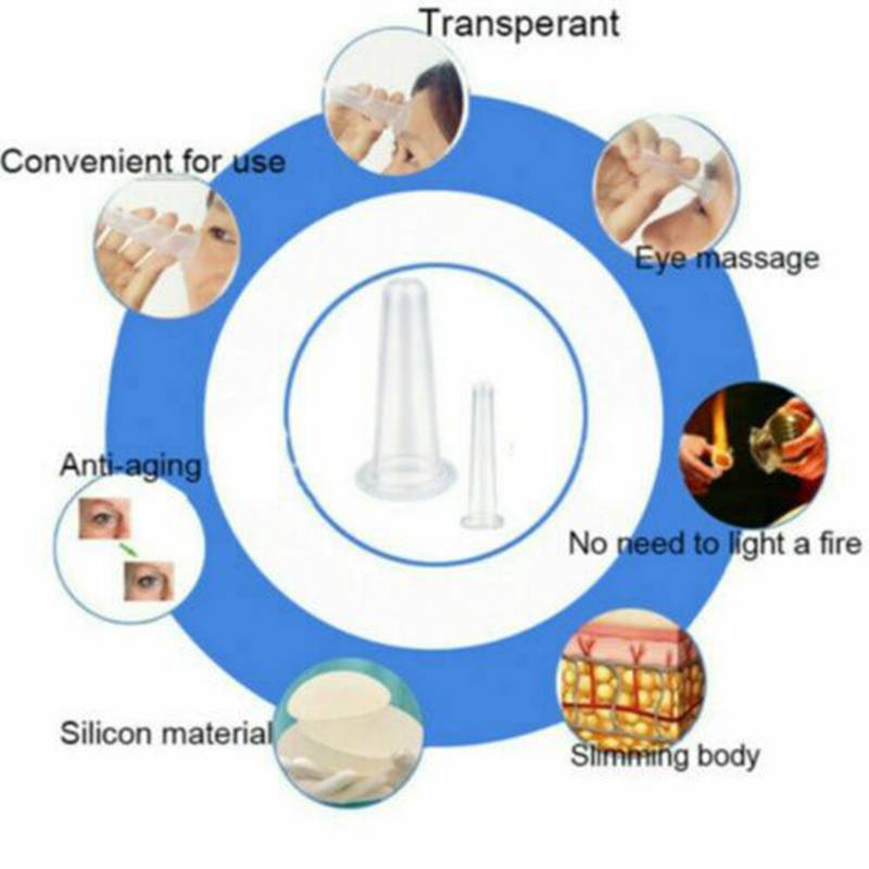4pcs Silicone Cupping Vacuum Suction Lifting Facial Face Eyes Massage Cup Set