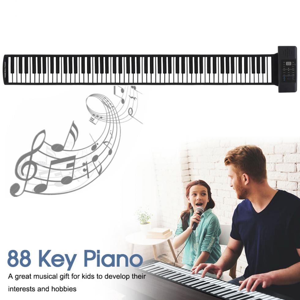 88 Keys MIDI Roll Up Electronic Piano Rechargeable Portable Silicone Flexible Keyboard Organ Built-in Speaker