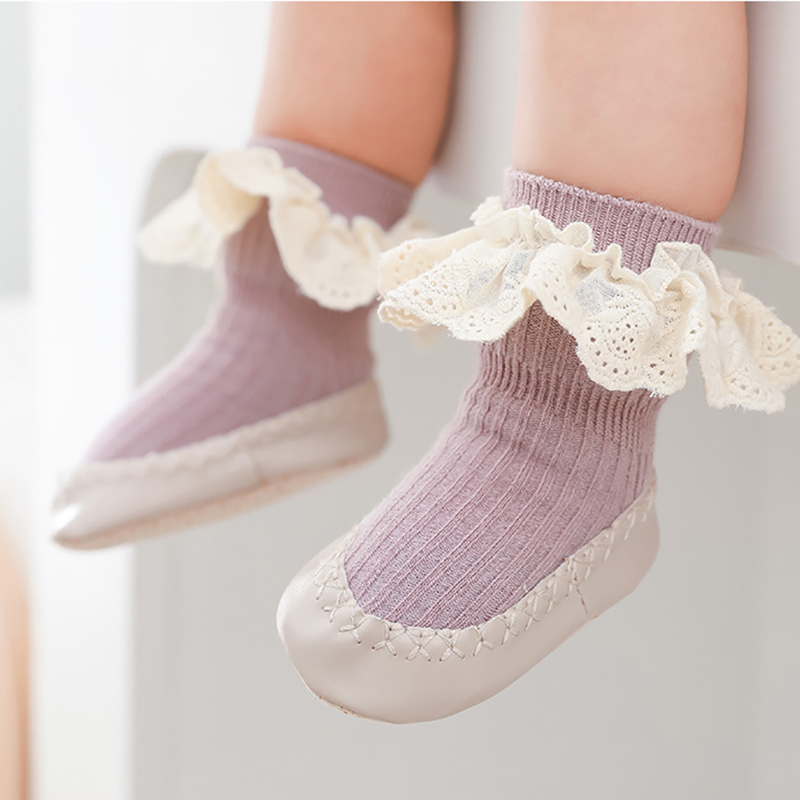 0-2Y autumn and winter baby slippers and socks, baby socks, anti-skid soles, children's socks, princess socks, shoes