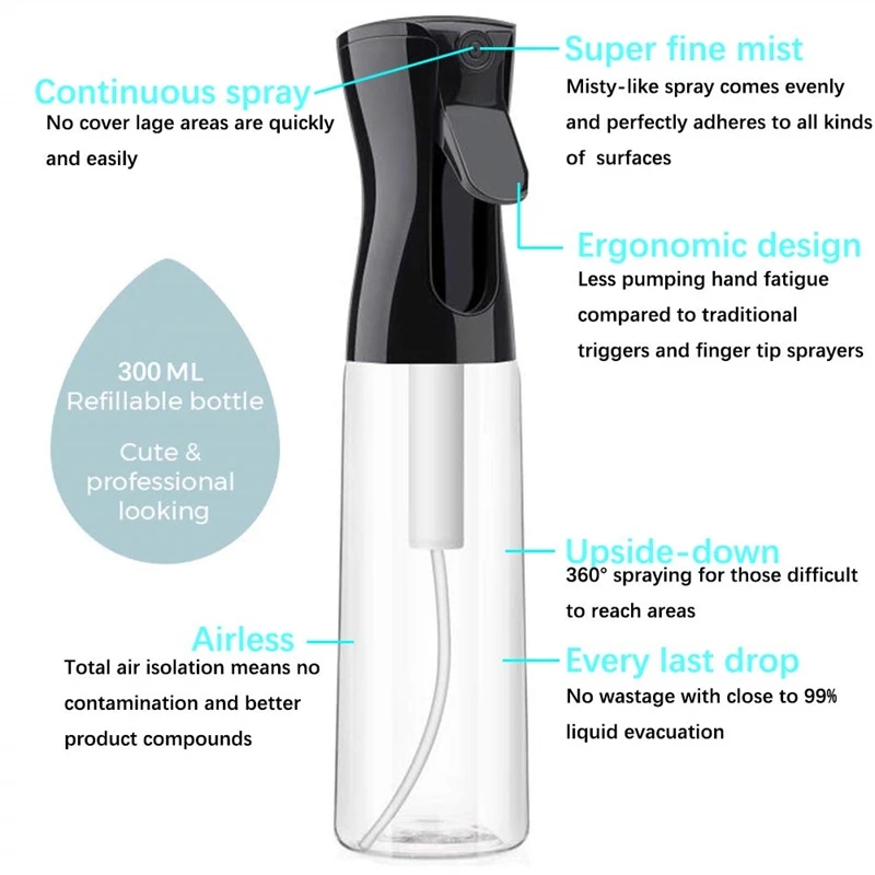 1pcs/Set Water Sprayer Hairdresser 200ml/300ml Continuous Spray Bottles Oil Spray Bottle Refillable Mist Spray Bottle Hair Tools