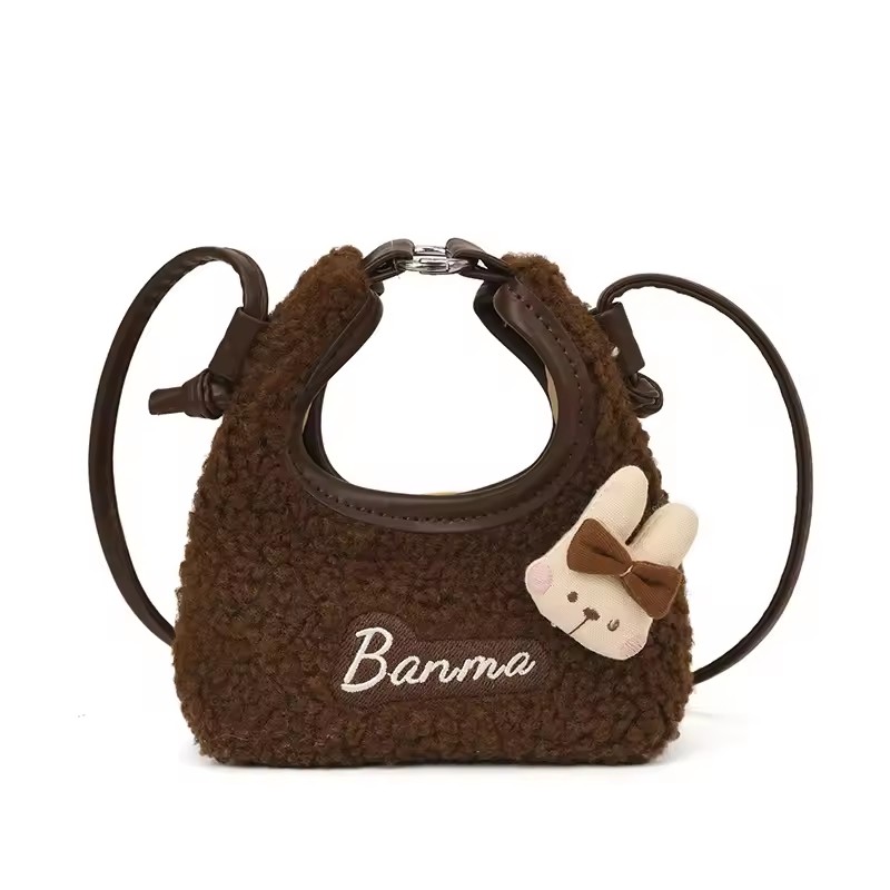 1PC Lamb Hair Bunny Mini Girl's Change Accessory Bag Autumn and Winter New Retro versatile Children's Crossbody Bag