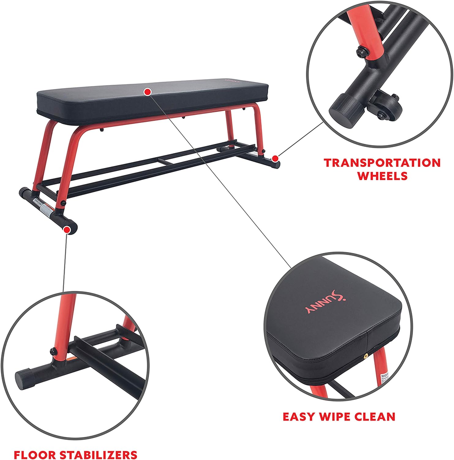 Sunny Health & Fitness Ultra Durable Power Zone Strength Rack Power Cage High Weight Capacity with Optional LAT Pull Down, Flat Bench