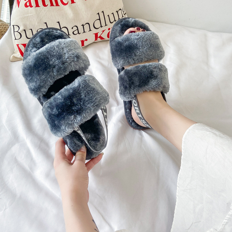 New size women's shoe (35-43) with open toe in warm and comfortable wool Chaussons en peluche