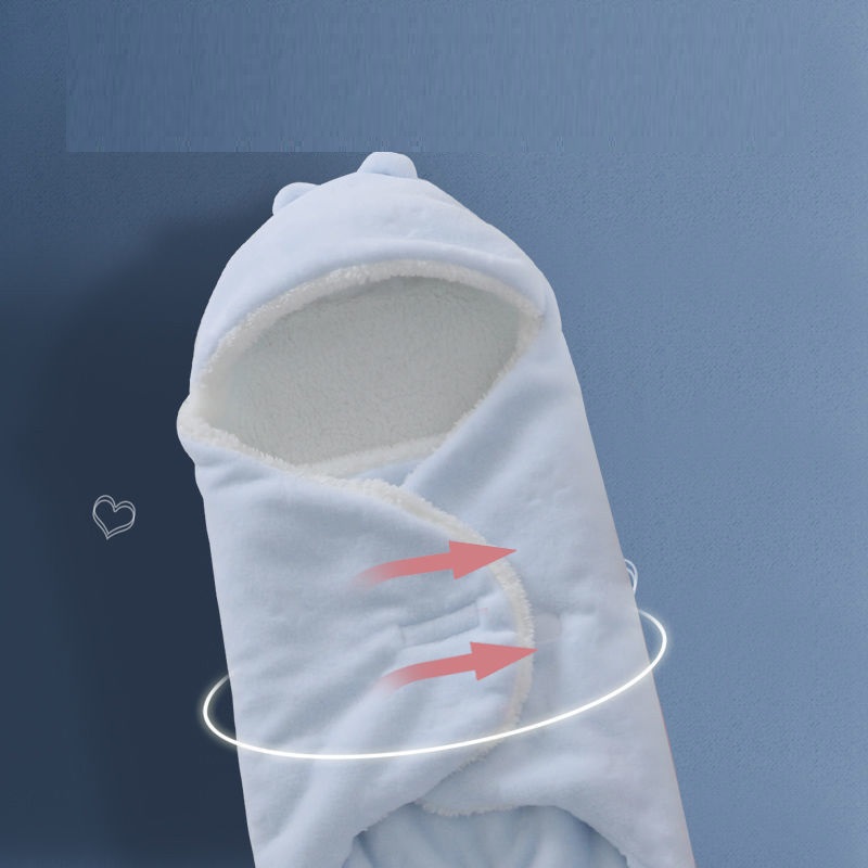 Newborn Baby Blanket Swaddle Wrap Thick Warm Winter Blanket Cute Bear Design Lamb Wool Soft Cotton Newborn Stroller Sleep Sack