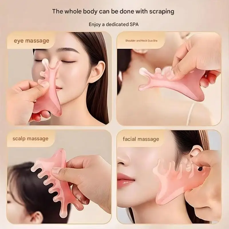Head Massage Scalp Four-in-one Massage Comb Meridian Scalp Resin Scalp Massage Comb Head Unblocking Face Nose Massager Guasha