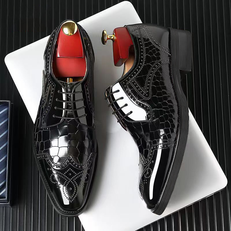 Men's Dress Shoes Office High-heeled Wedding Leather Shoe for Men Platform Business Formal Social Leather Shoes Man