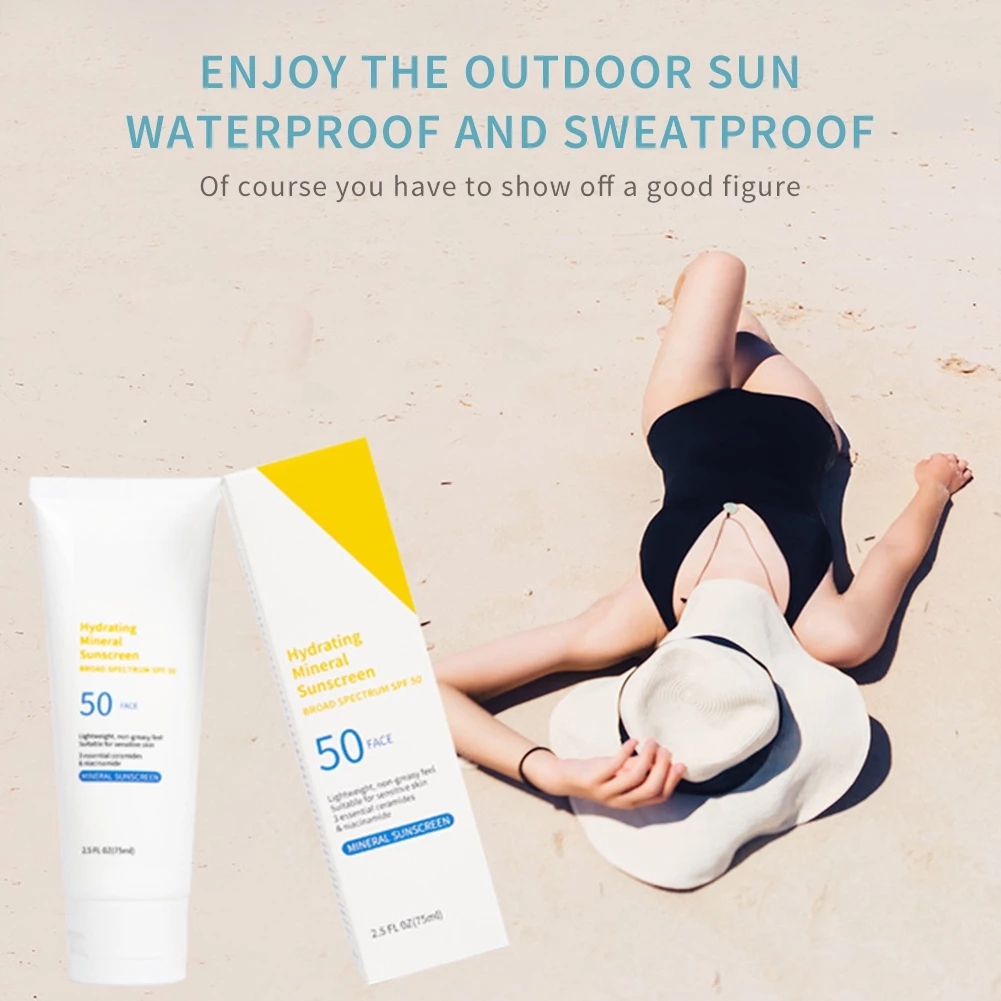 SPF50+ Multi-effect Sunscreen Isolation Whitening Moisturizing Oil Control Face Refreshing Sunscreen Cream 75g