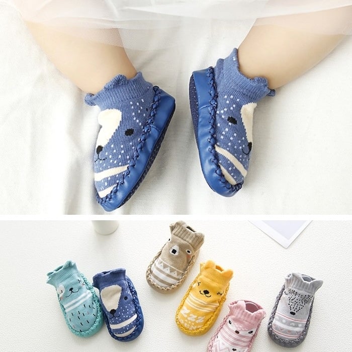 Children Infant Cartoon Socks Baby Gift Kids Indoor Floor Socks Leather Sole Non-Slip Thick Towel Socks
