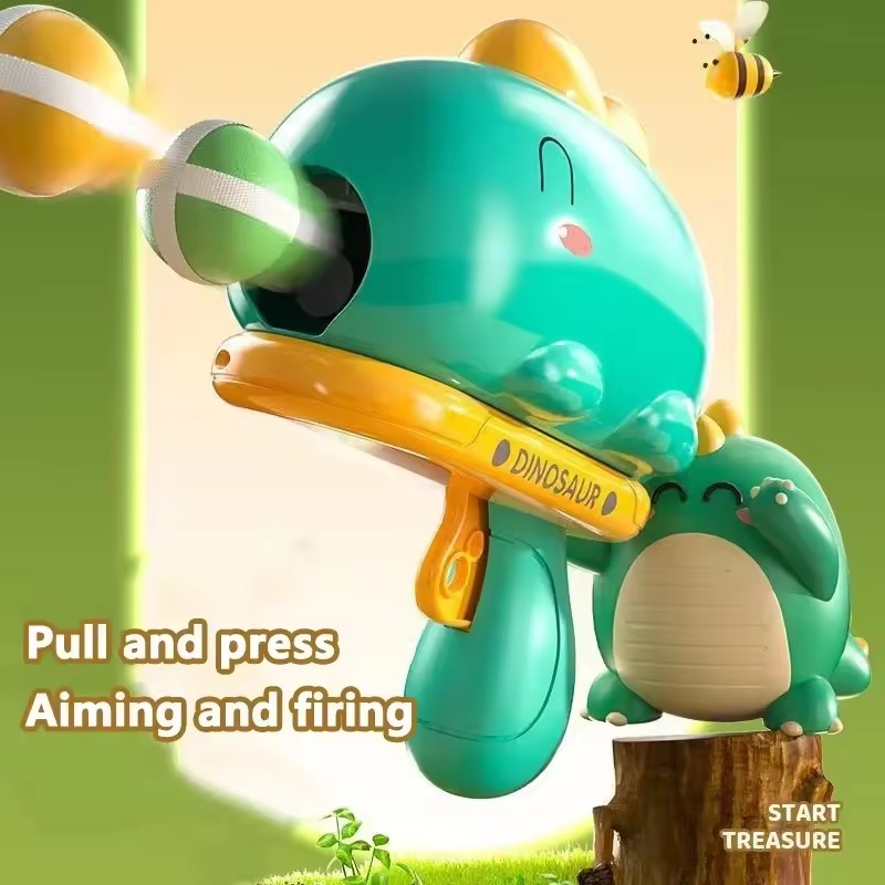 1 Set Catapult Target Dart Board Sport Softball Interactive Toys For Boys Girls Gift Kids Cartoon Dinosaur Sticky Ball Gun Toy