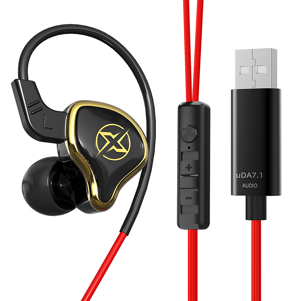 USB cable length 2.5m Gaming Headphones 7.1-channel Usb Interface Wire Controlled Bass Music Earphone With Microphone