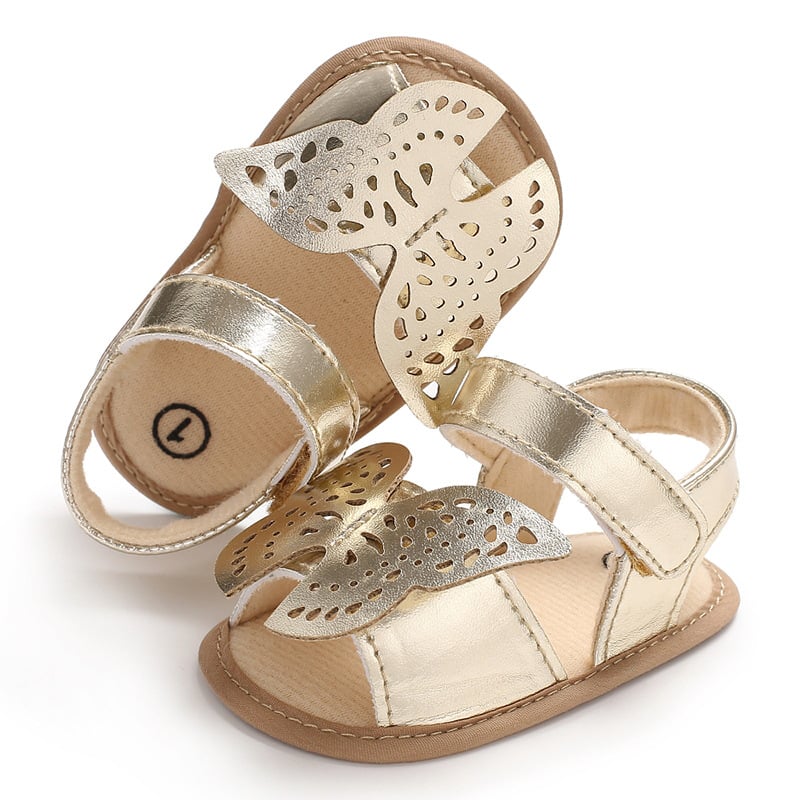 Summer new 0-1 year old female baby solid color bow soft bottom sandals casual breathable Velcro baby toddler shoes