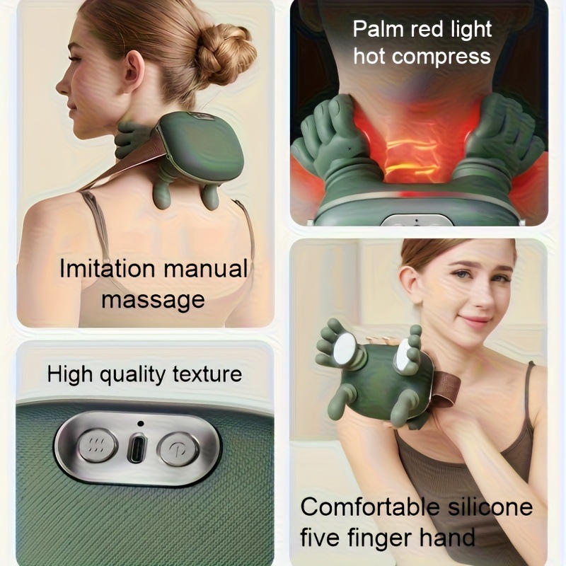 Electric Shiatsu Neck Shoulder Back Massager Finger Pressure Deep Kneading Muscle Relaxation for Stress Relief