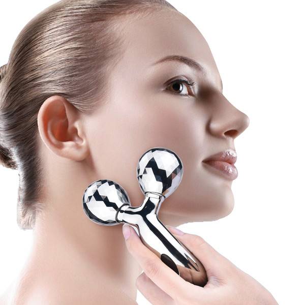 3D Roller Massager 360 Rotate Silver Thin Face Full Body Shape Lifting Wrinkle Remover Slimming Facial Massage Relaxation Tool