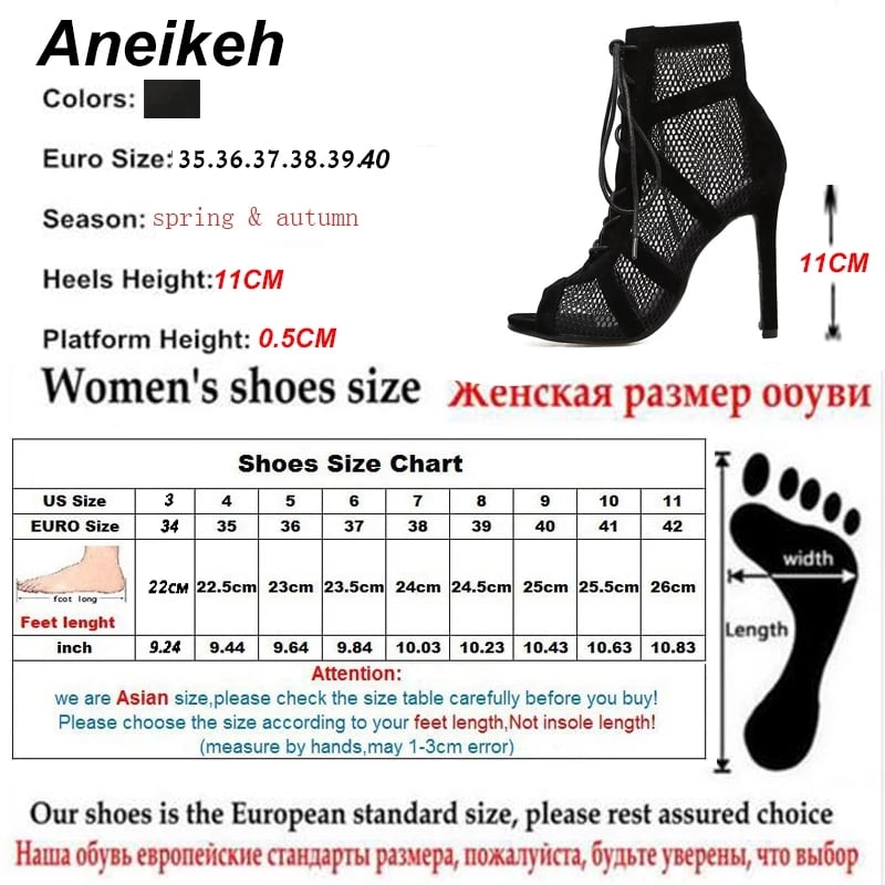 Fashion Basic Sandals Boots Women High Heels Pumps Sexy Hollow Out Mesh Lace-Up Cross-tied Boots Party Shoes Party