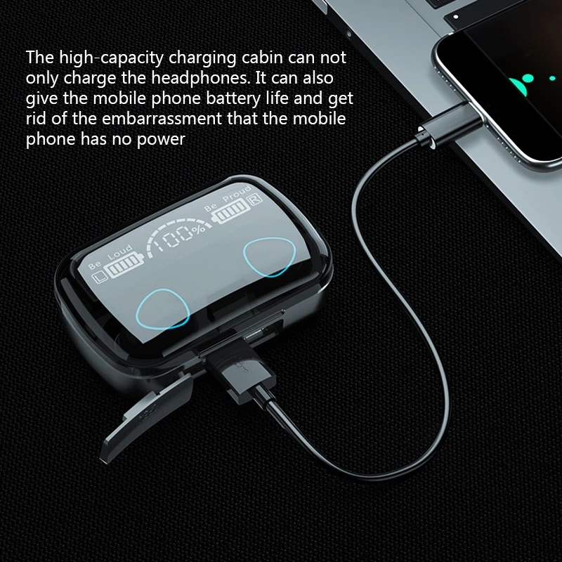 M10 Bluetooth Headset Dual Ear Stereo Sports TWS Wireless 5.2 Digital Bluetooth Headset