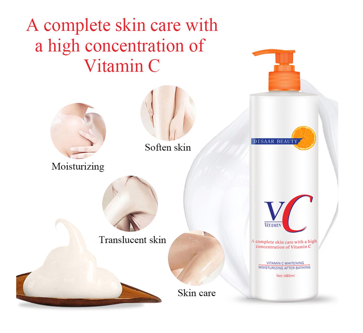 Disaar Vitamin C Body Milk Moisturizing and Brightening Body Lotion 480ml VC body milk