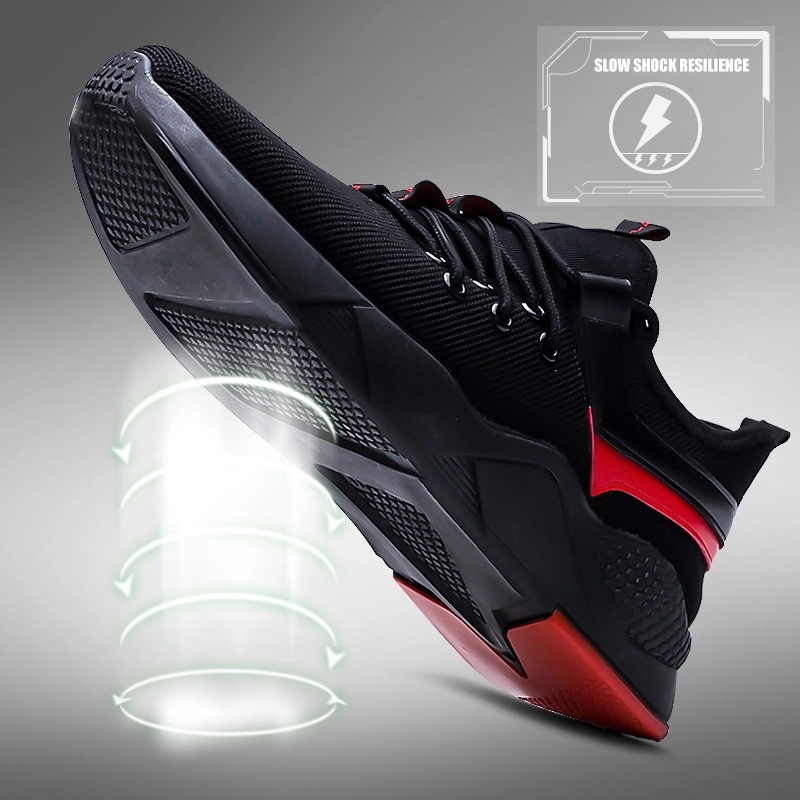 2023 New Men's Sports Shoes Soft Sole Flyknit Single Shoe Lace up Comfortable Lightweight Running Shoes
