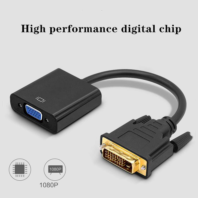 TISHRIC DVI-D DVI To VGA Adapter Video Cable Converter 24+1 25Pin DVI-D To VGA 15Pin Active 1080P For Projector TV PS3 PS4 PC