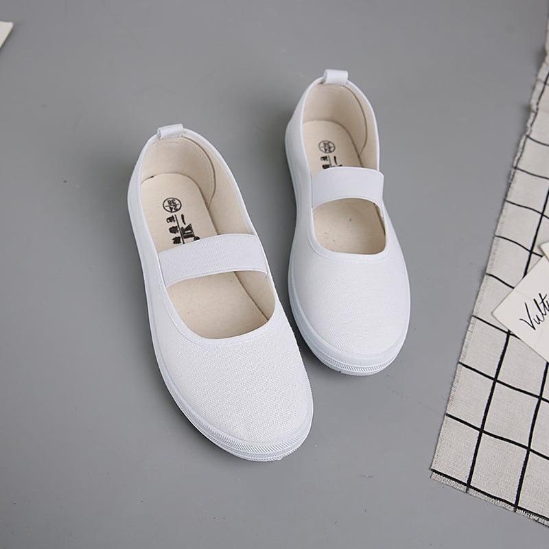 Ballet shoes women flat white nurse shoes elastic band non-slip work shoes comfortable ladies white shoes