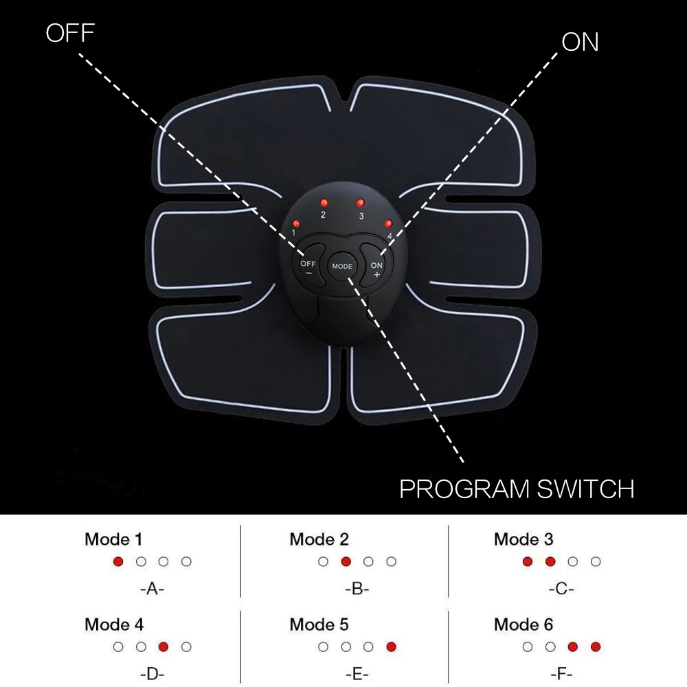 EMS Abdominal Muscle Trainer Stimulator Body Electric Pulse Treatment Slimming Massage Training Pads Fat Burner Belt