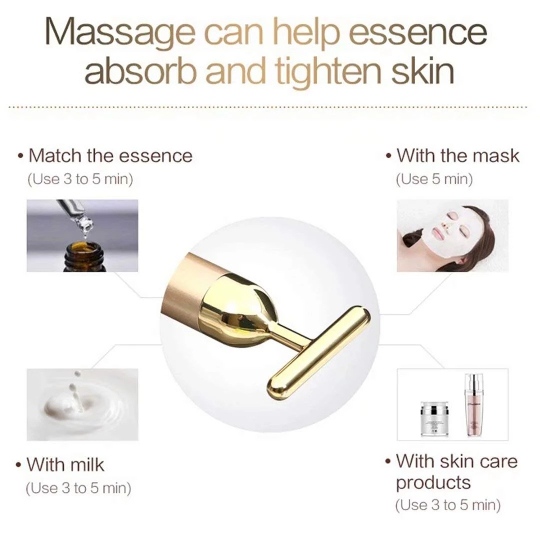 Facial Sculpting Tool Beauty Care 24k Facial Massage Stick Roller 3D Golden Energy Bar Vibrating Massager for Beauty Tool